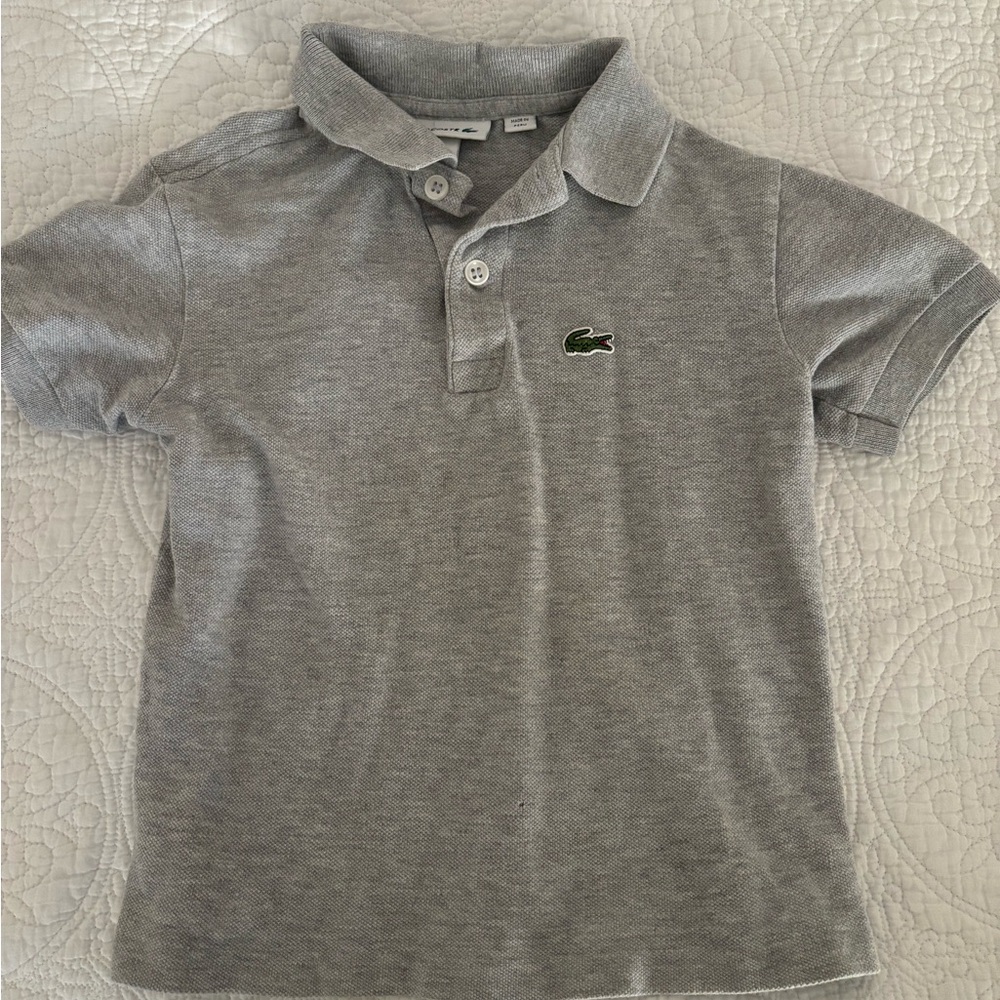 Lacoste Kids Gray Polo Shirt sz 4 (says 6, fits like 4)